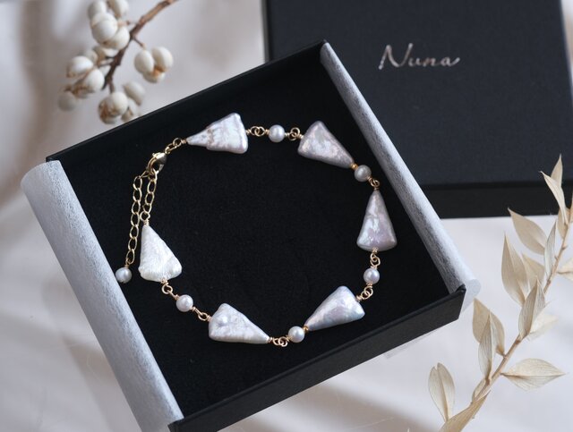 triangle pearl bracelet 淡水三角バロックパール 真珠 ブレスレット