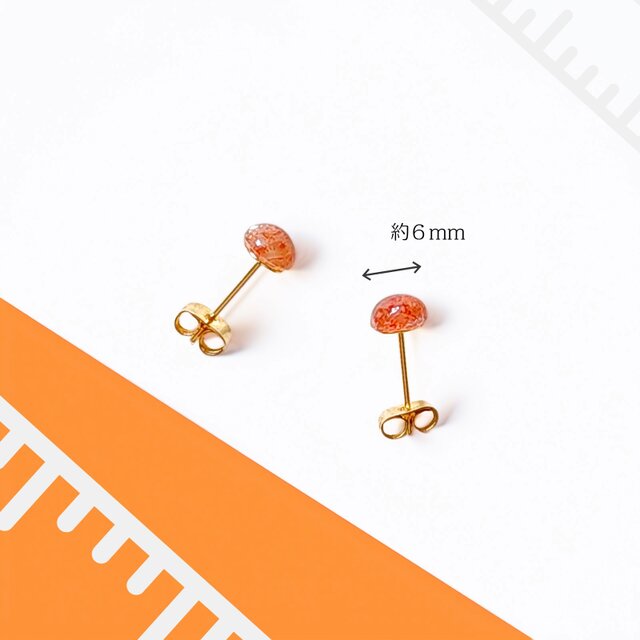 sparkle サンストーンのシンプル一粒スタッドピアス／イヤリング