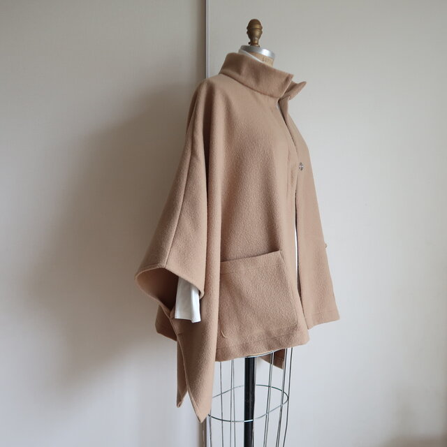 シープ起毛♡キャメルカラーウールポンチョコート♡サイズフリー