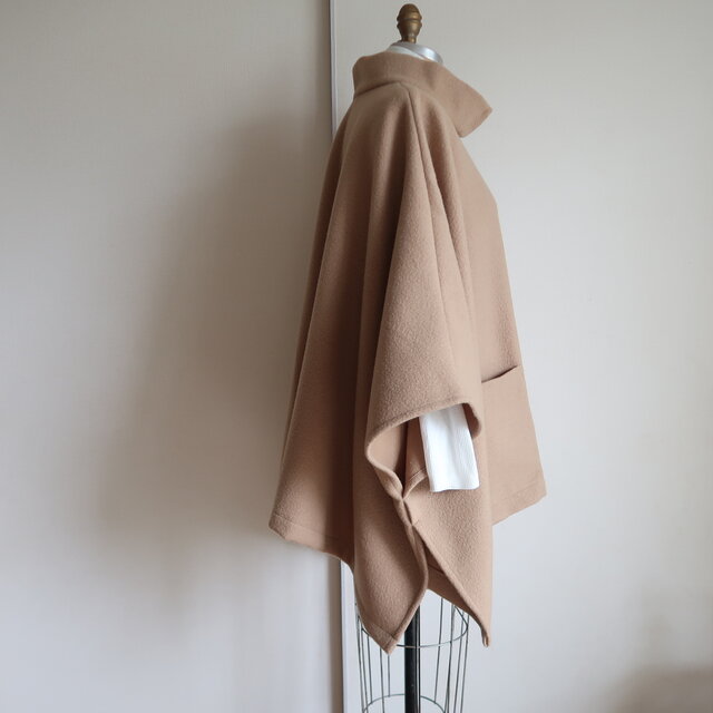10%off！シープ起毛♡キャメルカラーウールポンチョコート♡サイズ
