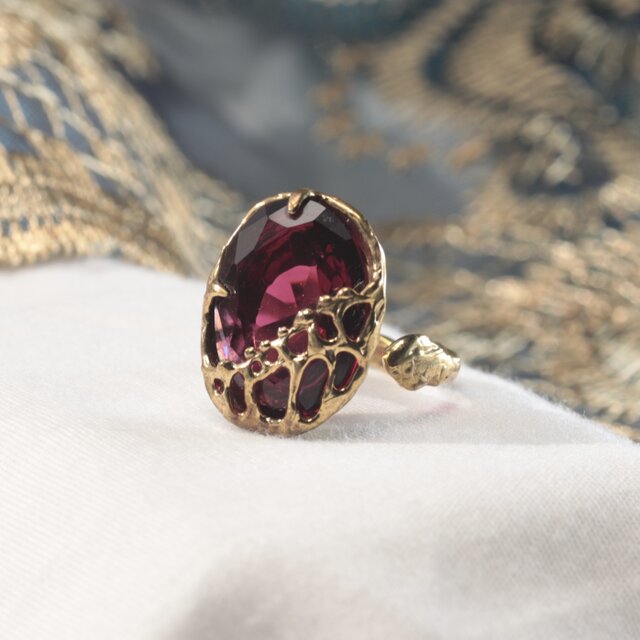 whisper シリーズ 「Brass×カットガラス(ワインレッド)」一点もの