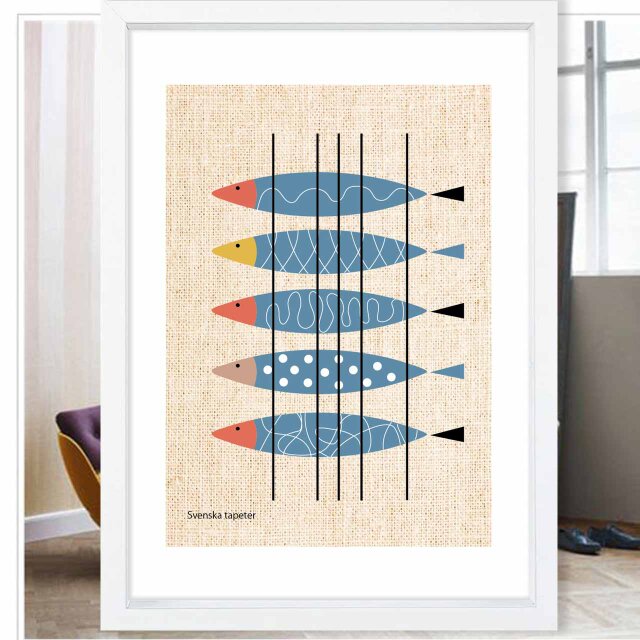 スカンジナビア　魚　送料無料 　イラスト　A4〜A0　ポスター　アートポスター　アート/sei検索新着順　3726