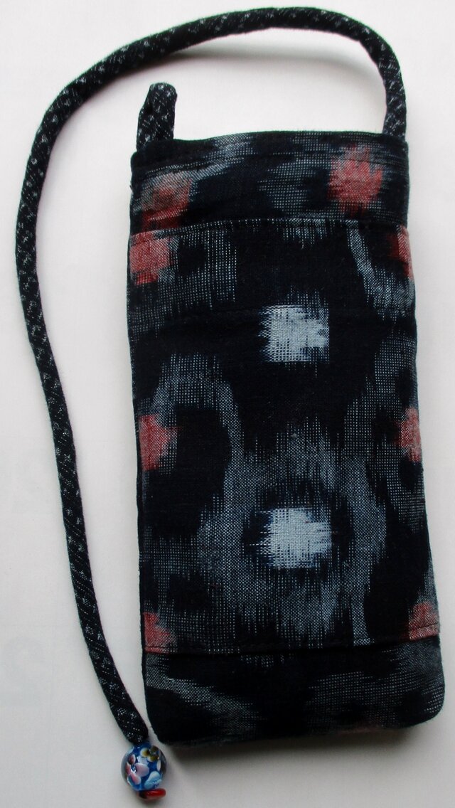 ８４４６　絣の着物で作ったスマホポーチ＃送料無料