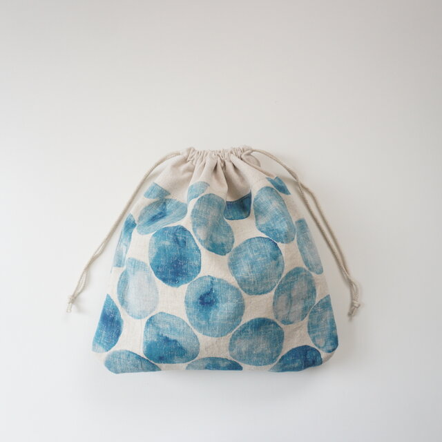 大きな巾着　あおまる