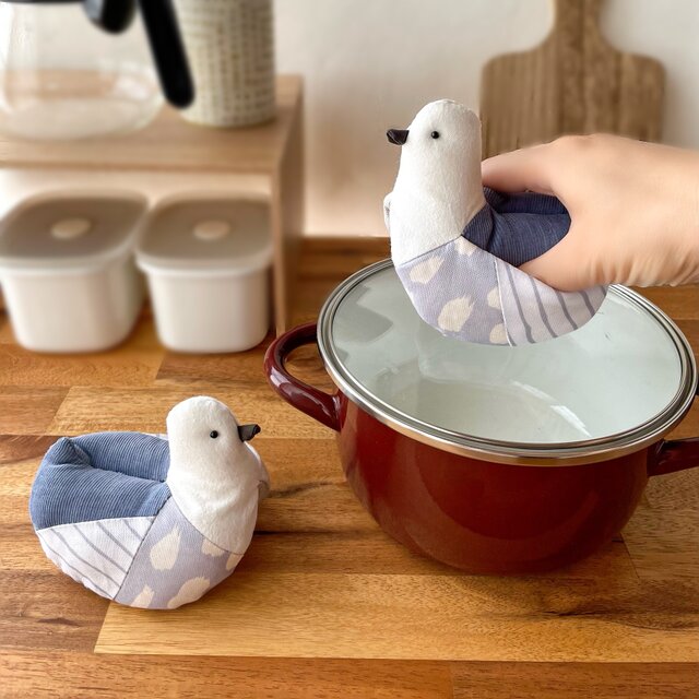 小鳥の鍋つかみ＊北欧ブルー