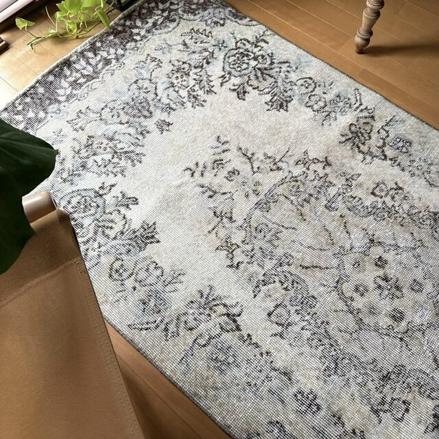 88×211 ナチュラルカラー ブラウン メダリオン トルコヴィンテージラグ