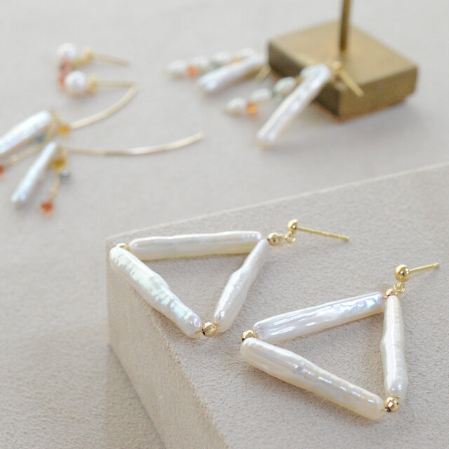 K18 池蝶貝真珠×ミラーボールの上品なピアス｜ハンドメイドジュエリー｜ギフト対応可