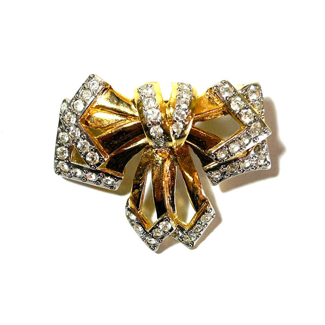 Valentino」 Vintage Gold Tone Ribbon Motif Brooch | iichi 日々の