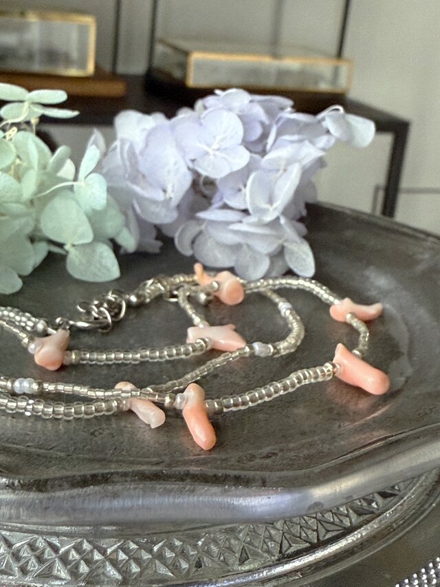 【3月の誕生石】特別な日も日常も心に寄り添う 天然珊瑚コーラルピンクネックレス