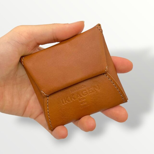 レザースクエアコインケース（ハンドメイド／コンパクト／裏地付き