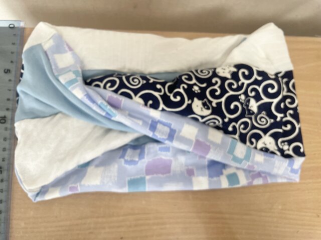 ブルーにゃんこ国内手作りネックウォーマーエアコンの風除けや日焼け  