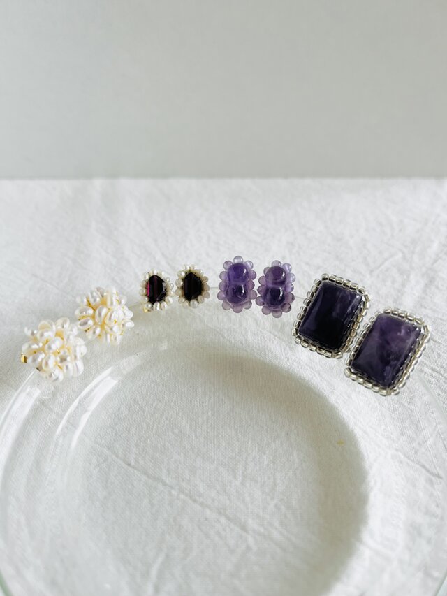 天然石 ガーネット×淡水パール】ピアス | iichi 日々の暮らしを