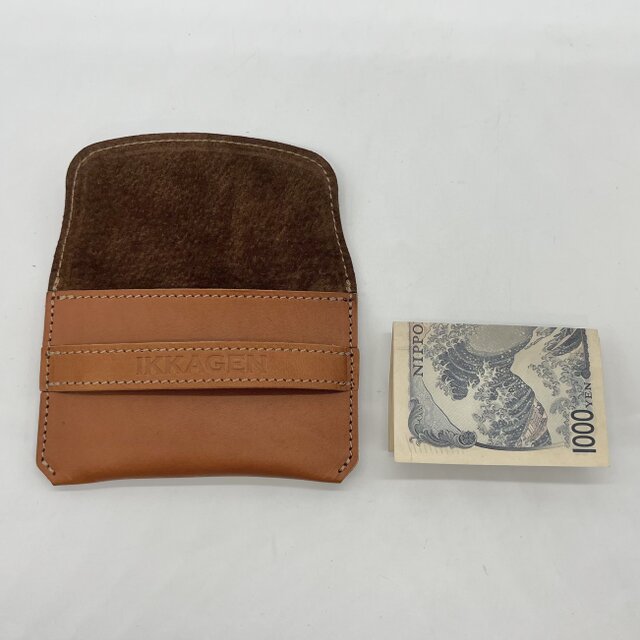 レザーフラップインカードケース（ハンドメイド／コンパクト／差し込み