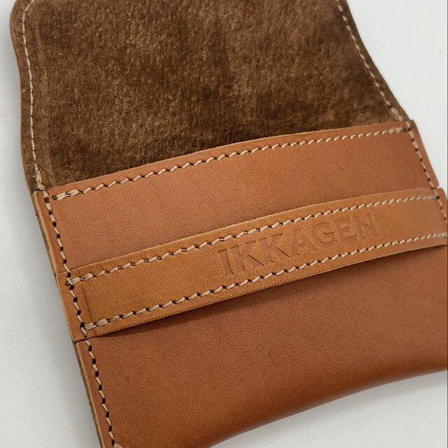 レザーフラップインカードケース（ハンドメイド／コンパクト／差し込み