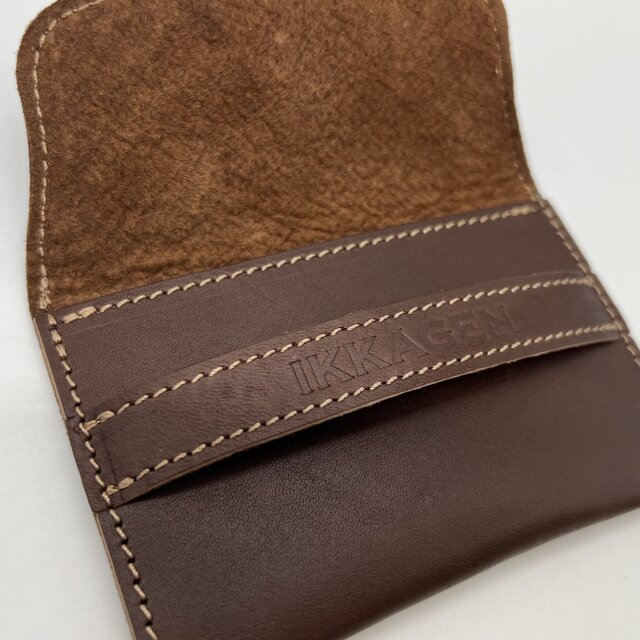 レザーフラップインカードケース（ハンドメイド／コンパクト／差し込み