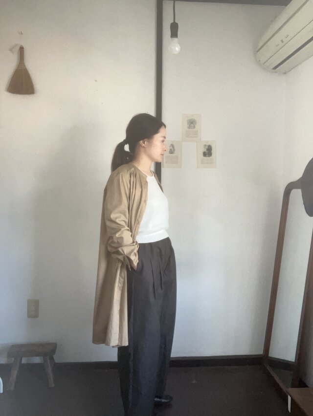 コットングレーのワイドパンツ(053)