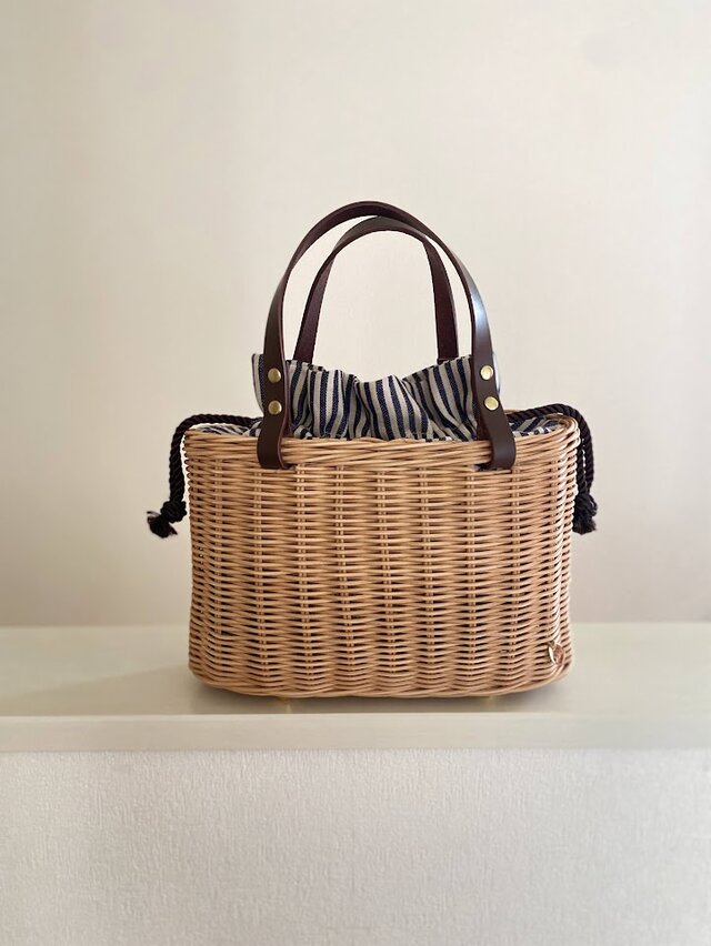 1点在庫あり】手編みの籐かごバッグ/Megg Bag panier/取り外せるファー