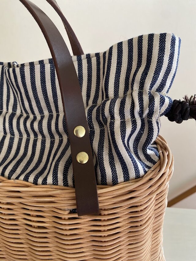 1点在庫あり】手編みの籐かごバッグ/Megg Bag panier/取り外せるファー
