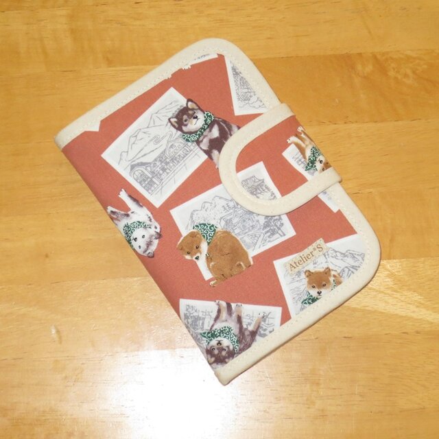 診察券・お薬手帳入れ★写真と豆柴柄（レンガ）