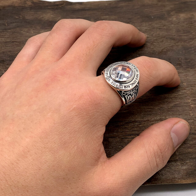 黒/カレッジリング/シルバー925 つけっぱなし/シルバーアクセサリー/30