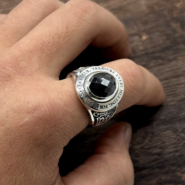 黒/カレッジリング/シルバー925 つけっぱなし/シルバーアクセサリー/30
