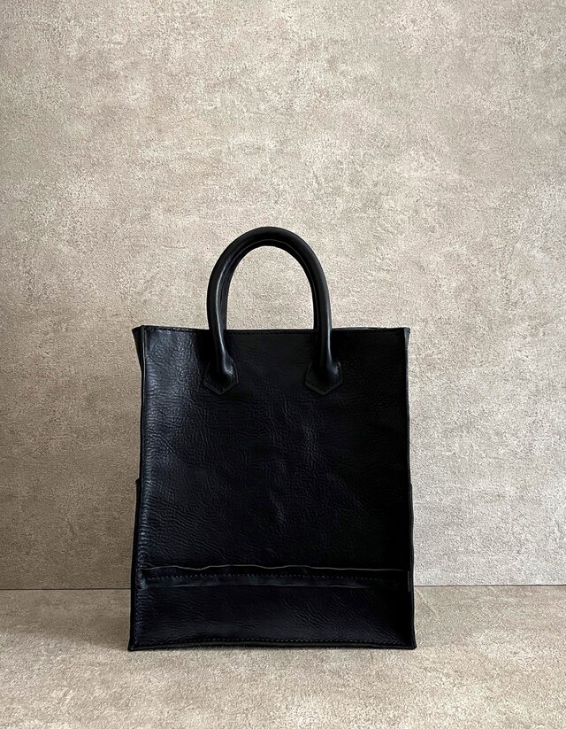 wash加工 メンズライクトートバッグ　黒　イタリアンレザー　＜F＞