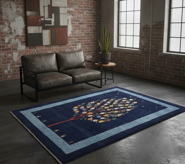ペルシャ ギャッベ リビングサイズ ラグ 173x125㎝ ザクロの木