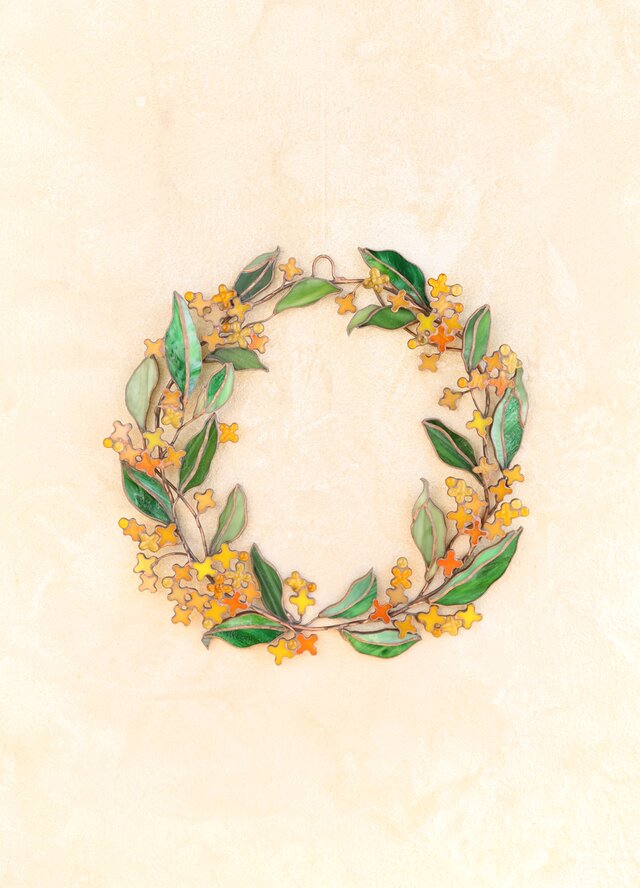 10月・キンモクセイ ＜12ヶ月のリース＞ ✣《 ステンドグラス 》