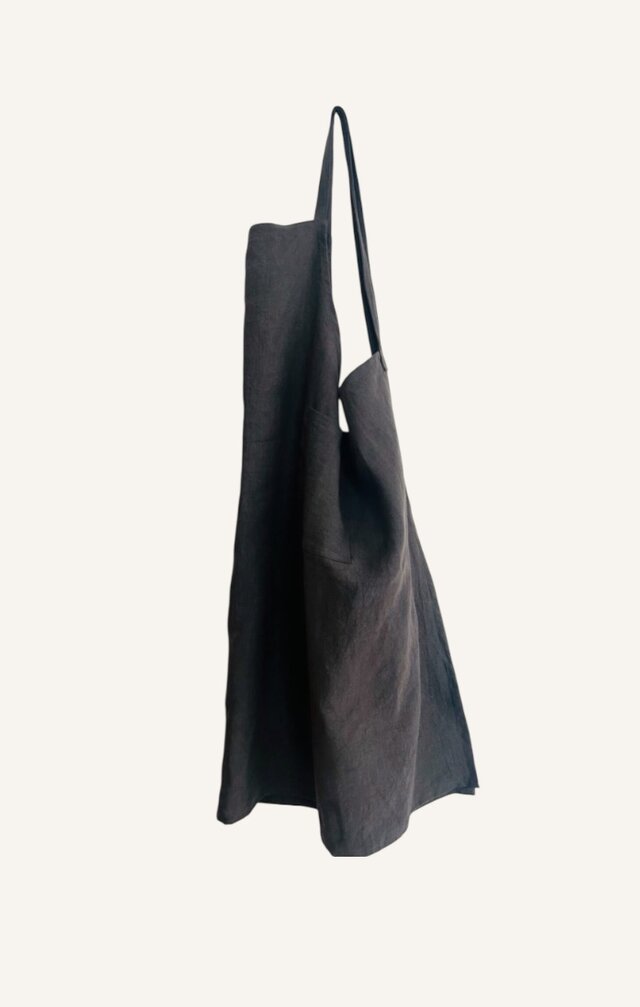 天日干しリネンエプロン 　墨黒   long