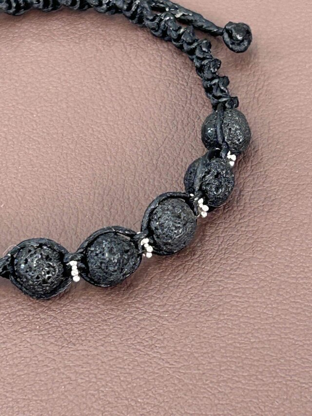 世界遺産 富士山溶岩ブレスレット 編み込み ハンドメイド | iichi 日々