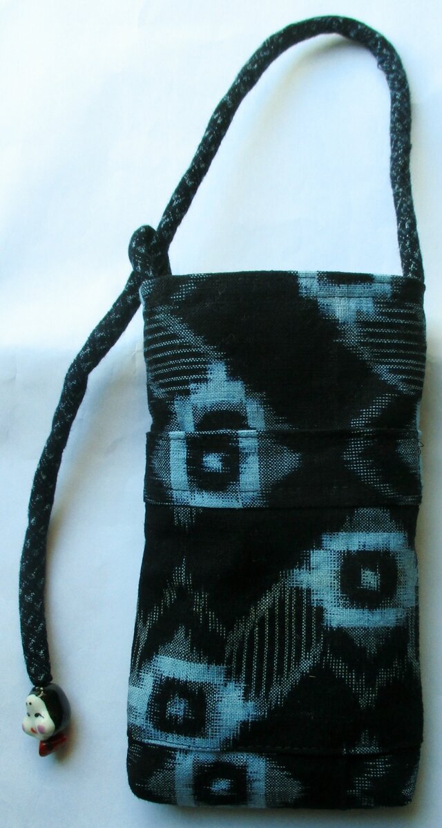 ８４４８　絣の着物で作ったスマホポーチ＃送料無料