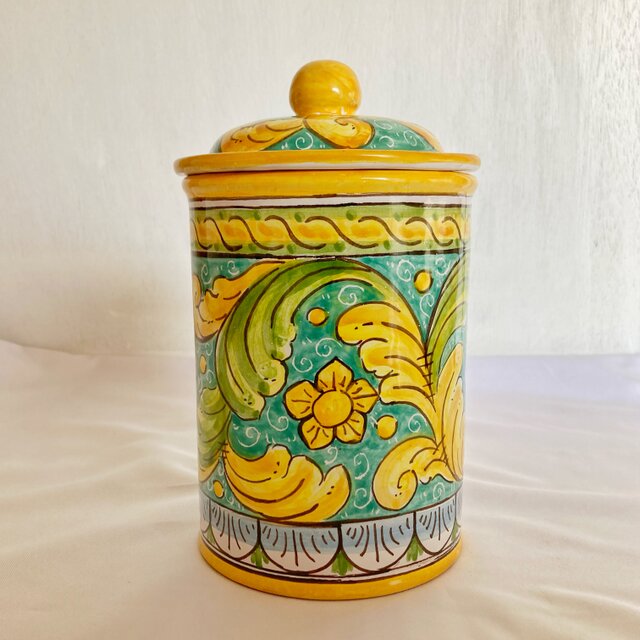 キャニスター 蓋付き陶器 barocco マヨリカ焼き イタリア陶器   CAN018