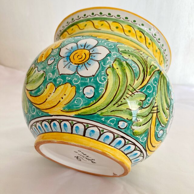 鉢カバー 14cm Baroccoマヨリカ焼き イタリア陶器 フラワーベース 花器