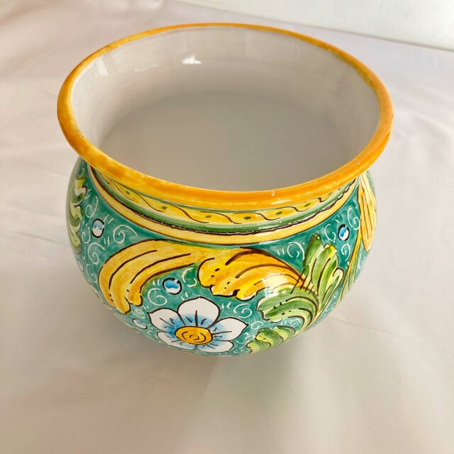 鉢カバー 14cm Baroccoマヨリカ焼き イタリア陶器 フラワーベース 花器