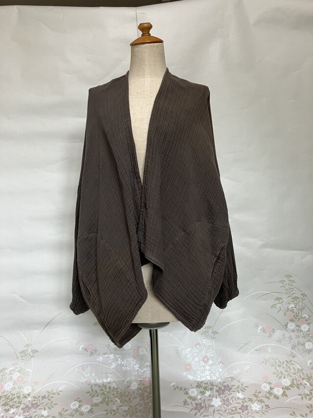 草木染め羽織ブラウス   （ぬるで染め　ナナカマド科）のコピー