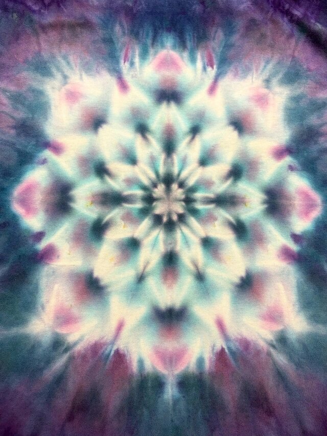 タイダイ 長袖 Tシャツ XLサイズ 曼荼羅 パープルブルー HIPPIES DYE