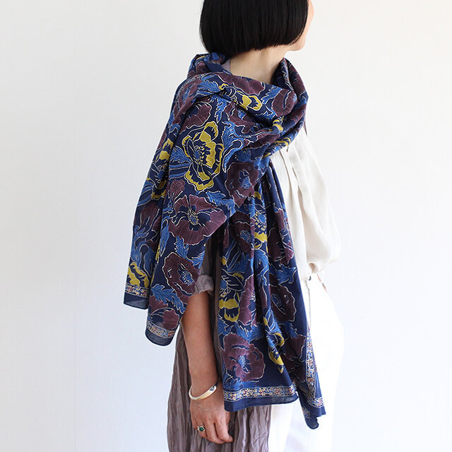 ブロックプリント大判コットンストール