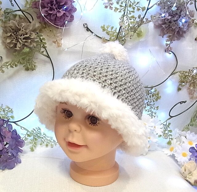 キッズ ニット帽 帽子 ニットキャップ バケットハット 手編み ライト