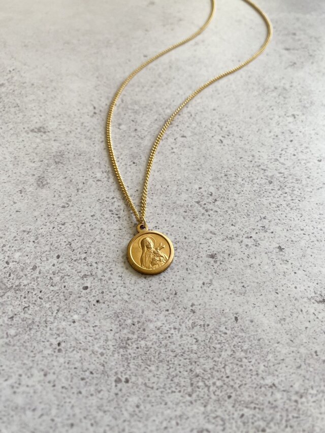 Vintage Miraculous Medal Necklaces Round Coin コインネックレス