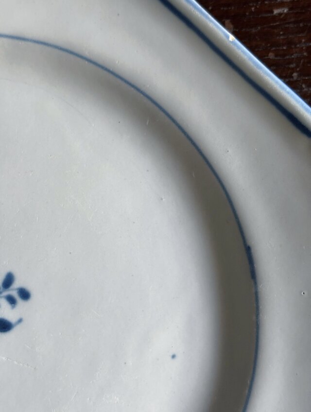 18世紀 Moustiers ムスティエ 青絵 オクトゴナル皿 平皿 フランス