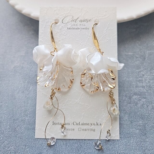 お花 かすみ草 優しさと煌めきのpierce/earring
