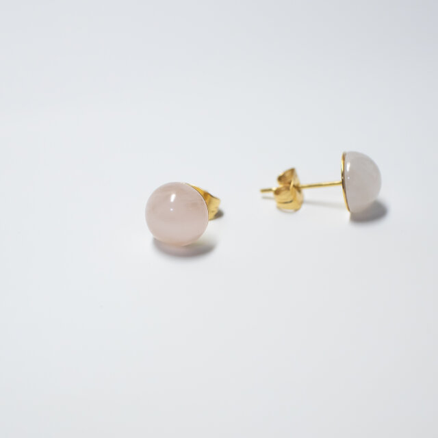 No.48◆天然石ピアス◆ローズクォーツシェイプカット◆レインボーオーラ水晶◆ No.48◇天然石ピアス◇ローズクォーツシェイプカット◇レインボー