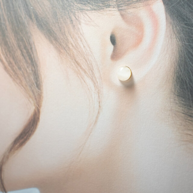 天然石 ローズクォーツの一粒ピアス【サージカルステンレス 金属