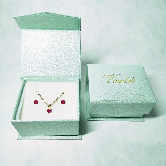 ルビー (ラウンドカット)　ピアス&ネックレス 2点セット　　送料無料