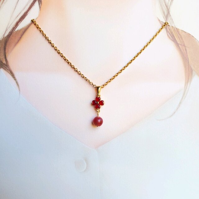天然石＊ピンクトルマリン＊ネックレス＊パワーストーン＊サージカル