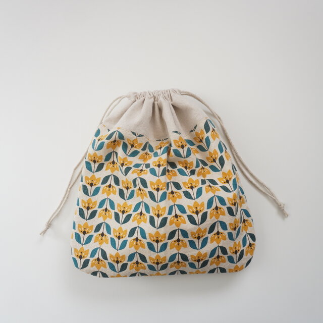 大きな巾着　花