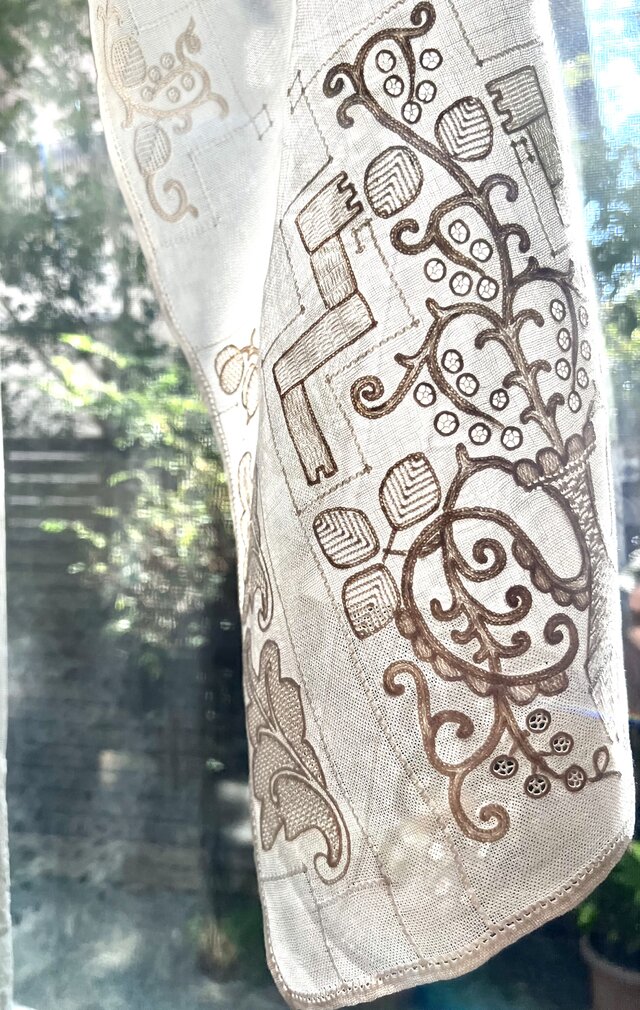 麻刺繍テーブルセンター、オリエンタル | iichi 日々の暮らしを