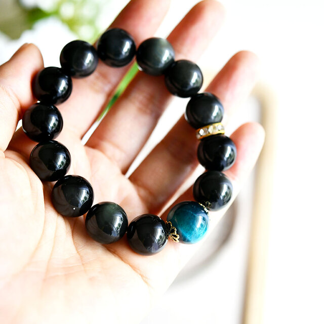 数量限定 ブルータイガーアイとレインボーオブシディアンの