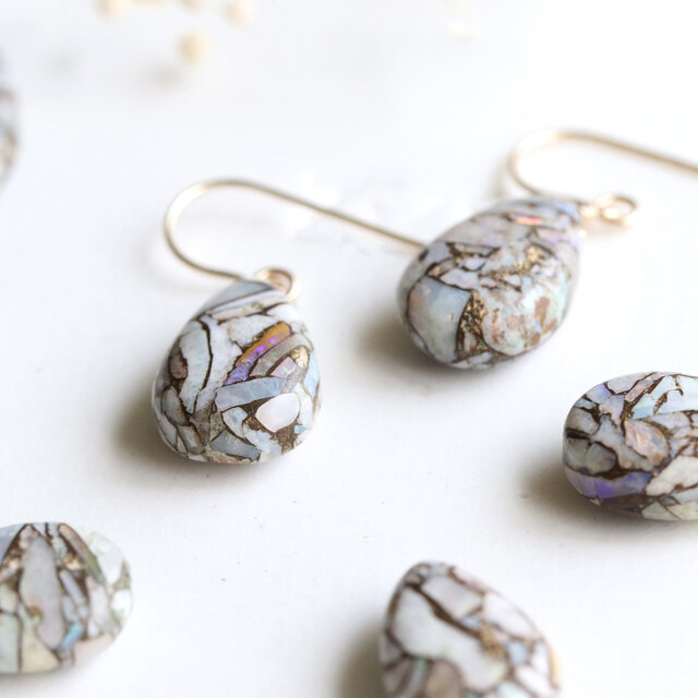 14kgfパステルカラーオパールピアス/イヤリング 14Kgf】6mm オパール ピアス・イヤリング／アレルギー対応