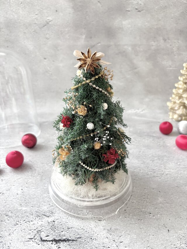 真っ白なクリスマスツリー/ドライフラワー プリザープドフラワー